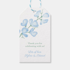 Classic Blue Sweet Pea Boy Baby Shower Fevor Tags Geschenkanhänger