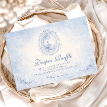 Classic Blue Toile Baby Shower Diapper Raffle