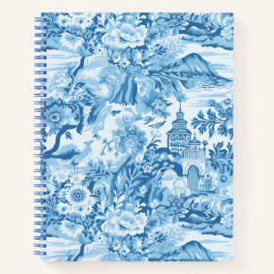 Classic Blue Toile Landscape Spiral Notebook Notizbuch