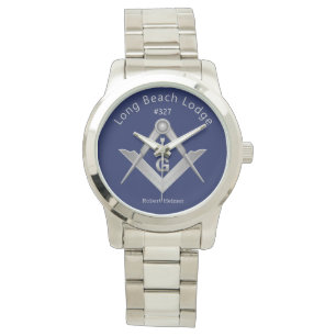 Classic Blue und Silver Masonic Mit Monogramm Armbanduhr