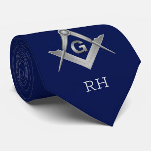 Classic Blue und Silver Masonic Mit Monogramm Krawatte