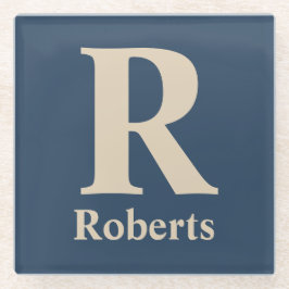 Classic Blue und Vanilla anfänglich/Vor/Nachname Glasuntersetzer