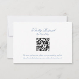 Classic Blue Wedding Monogram Crest QR RSVP Card Karte
