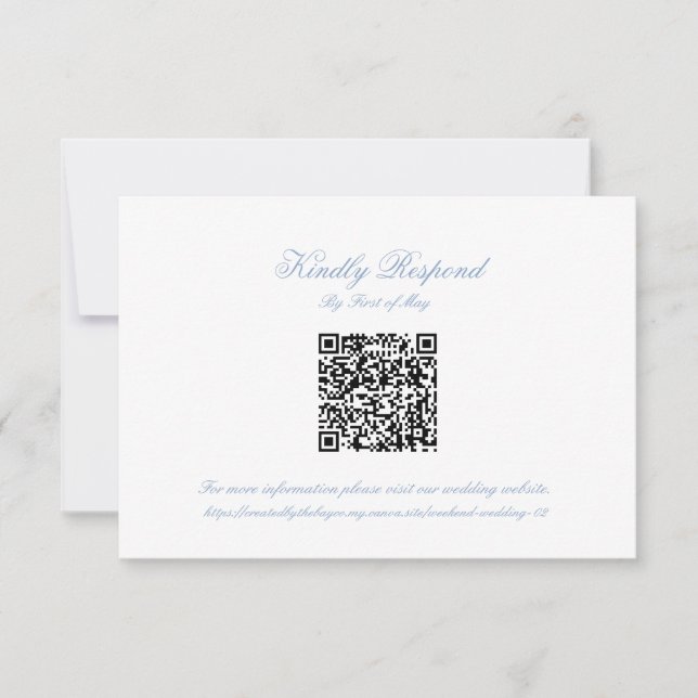Classic Blue Wedding Monogram Crest QR RSVP Card Karte (Vorderseite)