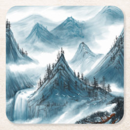 Classic Blue White Chinoiserie Albergo Colmanicchi Rechteckiger Pappuntersetzer