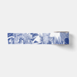 Classic Blue White Floral Lotus Garden Dekorativ Satinband