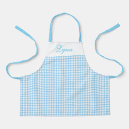 Classic Blue & White Gingham | Personalized Name Schürze