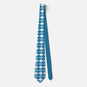 Classic Blue White Raute Diamond Tartan Krawatte
