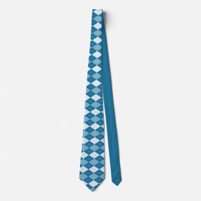 Classic Blue White Raute Diamond Tartan Krawatte (Vorderseite)