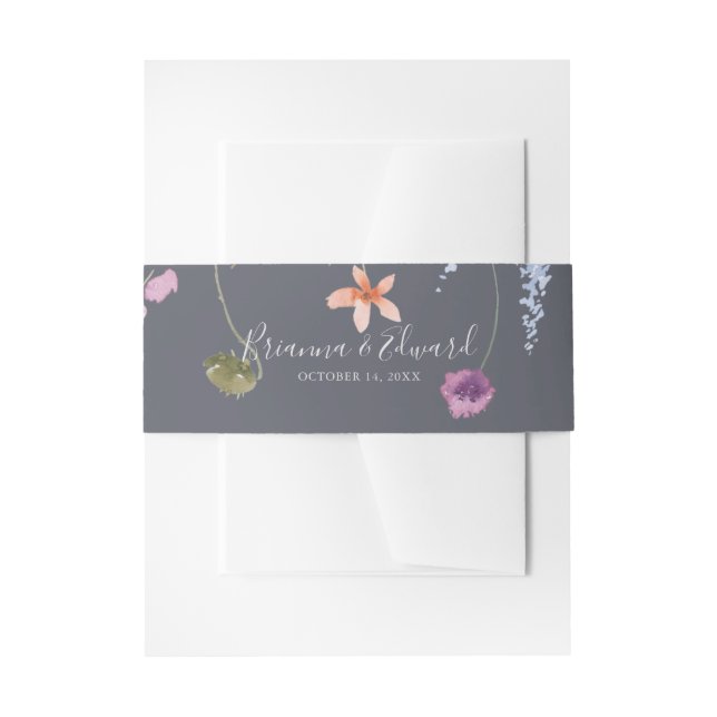 Classic Blue Wild Floral Wedding Einladungsbanderole (Vorderseite Beispiel)