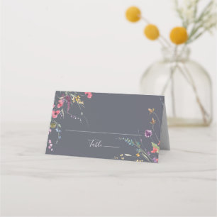 Classic Blue Wild Floral Wedding Platzkarte