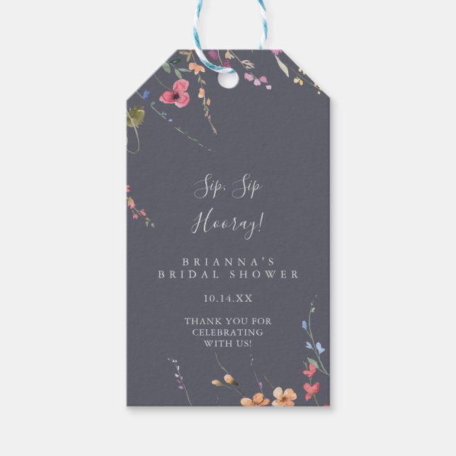 Classic Blue Wild Sip Sip Hooray Brautparty Geschenkanhänger (Vorderseite)