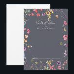 Classic Blue Wild Wedding Words of Wisdom Hinweiskarte<br><div class="desc">Diese klassisch blaue, wilde Hochzeitsworte der Weisheitsratenkarte ist perfekt für eine rustikale Hochzeit. Die gelbe, lila, weiße Blume mit Blattwerk in einer Rose und grünem Aquarell. Diese Karten sind ideal für Hochzeiten, Brautparty, Babydusche, Graduiertenfest u.v.m. Personalisieren Sie die Karten mit den Namen der Braut und Bräutigam, den Eltern, die Sie...</div>