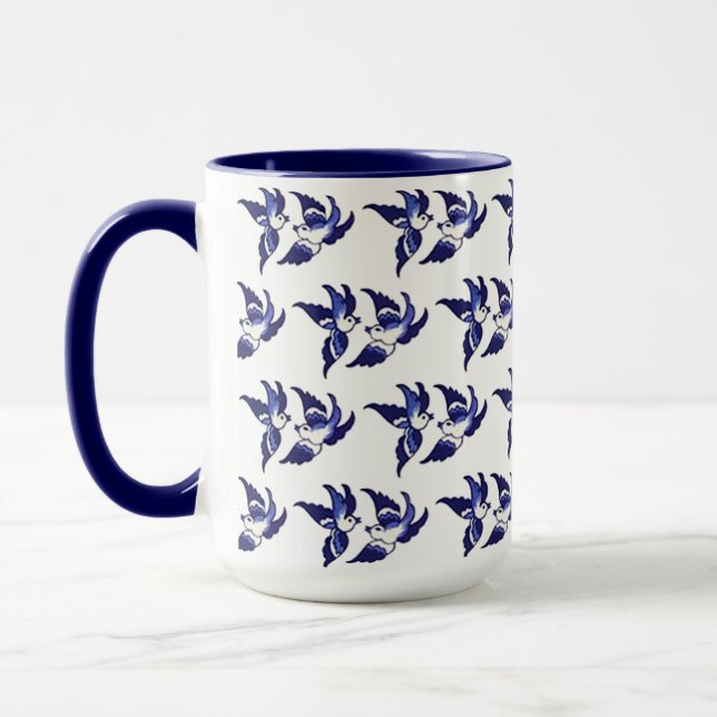 Classic Blue Willow Birds Design Tasse (Links)
