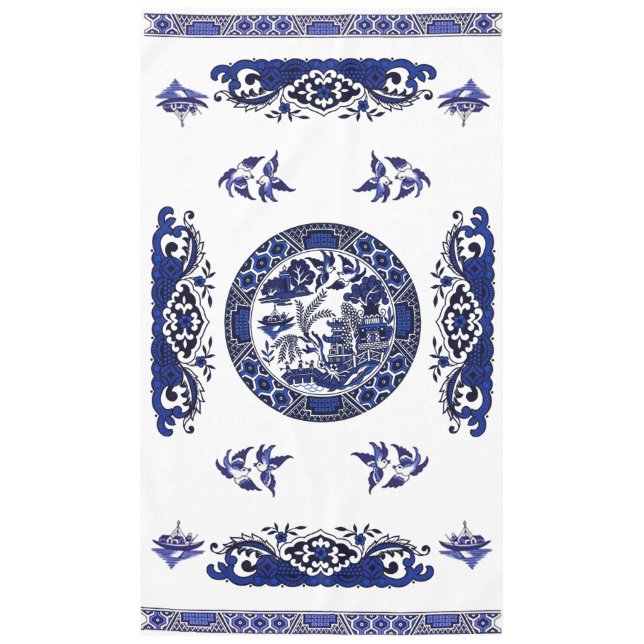 Classic Blue Willow China Design Tischdecke (Vorderseite)