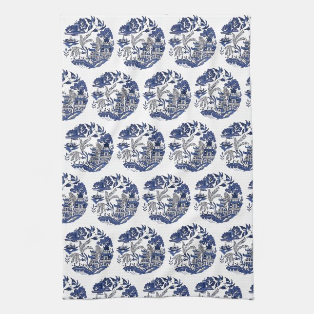 Classic Blue Willow Design Geschirrtuch (Vertikal)
