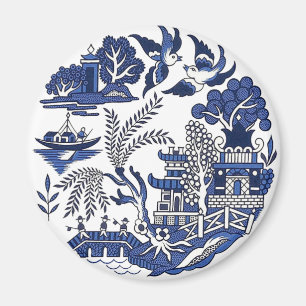 Classic Blue Willow Design Magnet