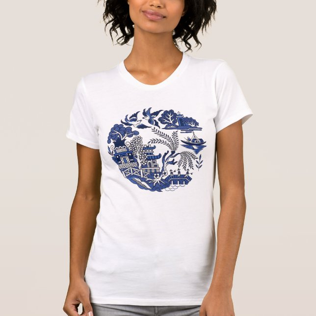 Classic Blue Willow Design T-Shirt (Vorderseite)