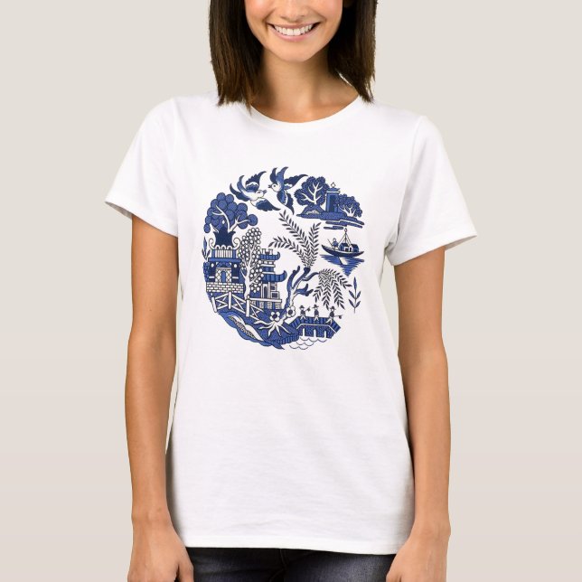Classic Blue Willow Design T-Shirt (Vorderseite)
