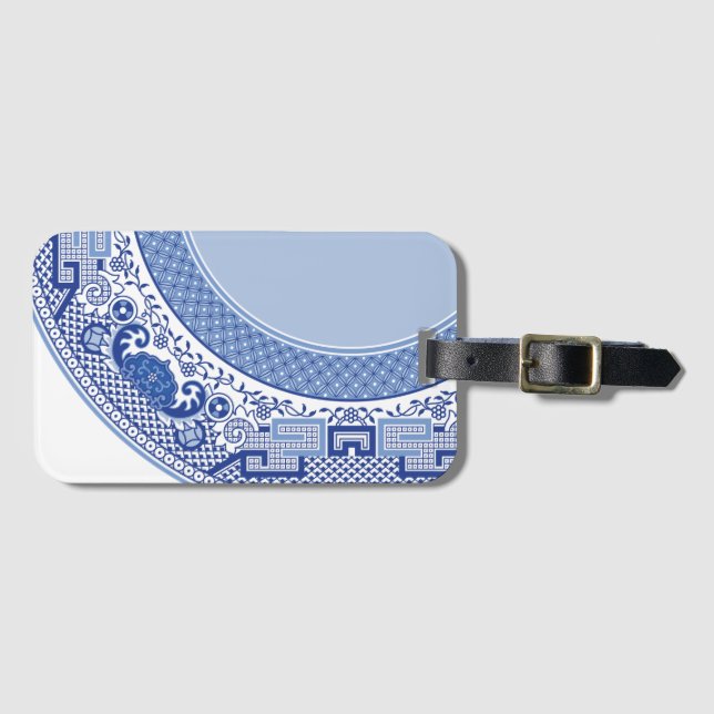 Classic Blue Willow Luggage Tag Gepäckanhänger (Vorderseite (Horizontal))