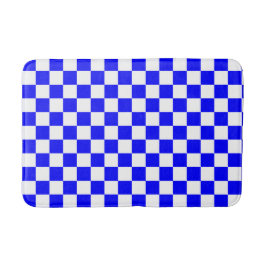 Classic Blue with White Square Pattern Badematte