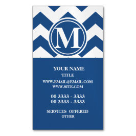 Classic Blue Zickzack Mit Monogramm Magnetische Visitenkarte