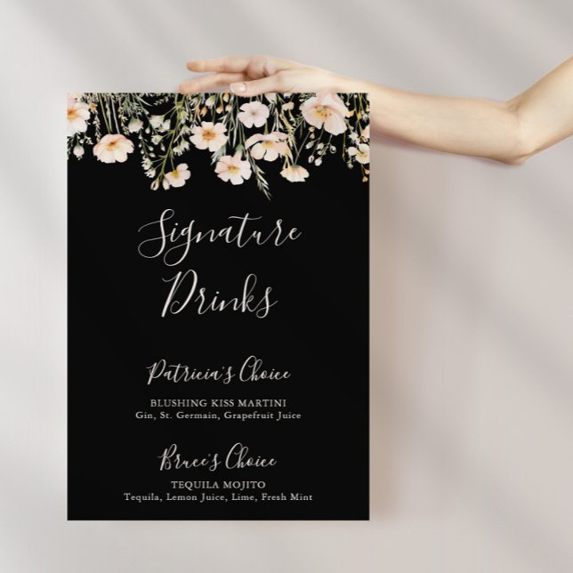 Classic Blush Wildblume Black Signature Drinks Poster (Von Creator hochgeladen)