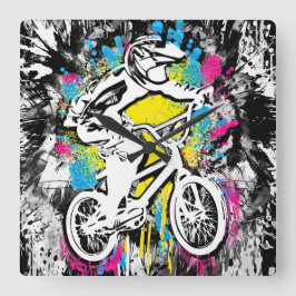 Classic Bmx Bike - Bmx Freestyle Bmx Square Clock Quadratische Wanduhr