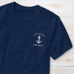 Classic Boat Anchor Captains Navy Blue T-Shirt<br><div class="desc">Nautiker T - Shirt des Kapitäns in marineblau mit einer weißen Abbildung eines Ankeres und deren Namen und Schiffsnamen in der modernen weißen Schrift.</div>