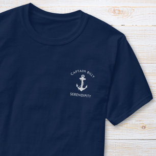 Classic Boat Anchor Captains Navy Blue T-Shirt