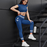 Classic Boat Anchor Stylish Navy Blue White Strip Capri Leggings<br><div class="desc">Die Capri-Leggings mit einem speziell für den Wassersport konzipierten Anker mit weißen Streifen auf dem stilvollen Marineblau oder lassen sich einfach an Ihre Lieblingsfarbe anpassen.</div>