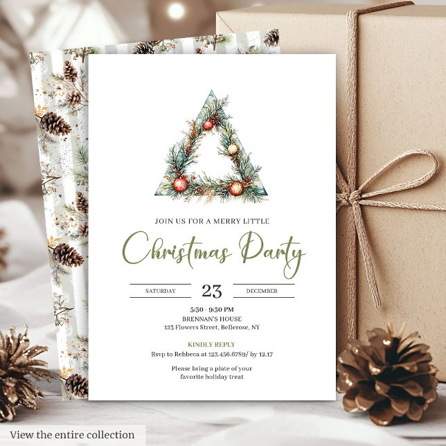 Classic Bohemian Watercolor Botanical Christmas  Einladung (Classic Bohemian Watercolor Botanical Christmas Invite)