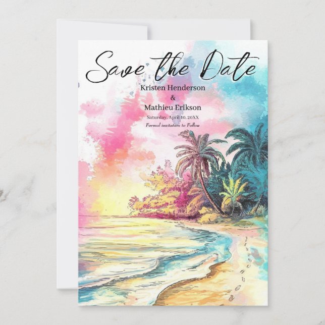 Classic Boho Beach Wedding Save The Date (Vorderseite)