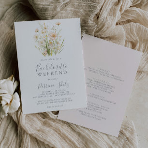 Classic Boho Blush Wildblume Bachelorette Einladung