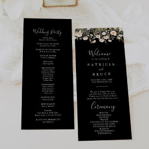 Classic Boho Blush Wildblume Black Wedding Programm