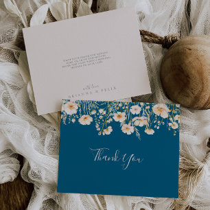 Classic Boho Blush Wildblume Flat Wedding Dankeskarte