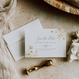 Classic Boho Blush Wildblume Horizontal Hochzeit Save The Date