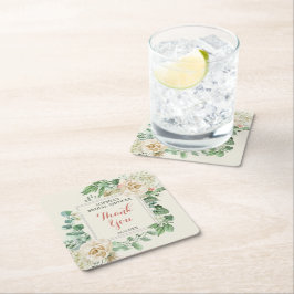 Classic Boho Rose Floral Brautparty Rechteckiger Pappuntersetzer