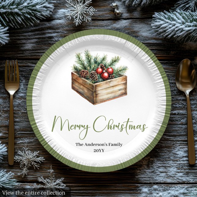 Classic Boho Scandinavian Christmas Tree Plates Pappteller (Classic Boho Scandinavian Christmas Tree Plates)