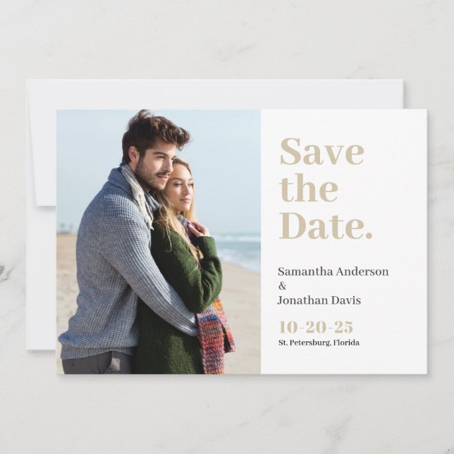 Classic Bold Champagne Typografy Save The Date (Vorderseite)