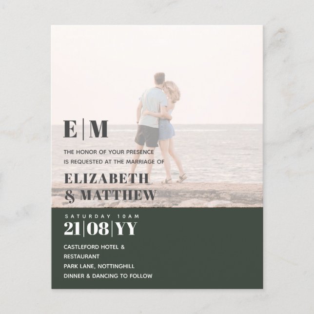Classic BOLD FOTO OVERLAY Wedding Invite BUDGET Flyer (Vorne)