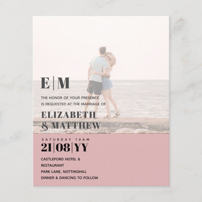 Classic BOLD FOTO OVERLAY Wedding Invite BUDGET Flyer (Vorne)