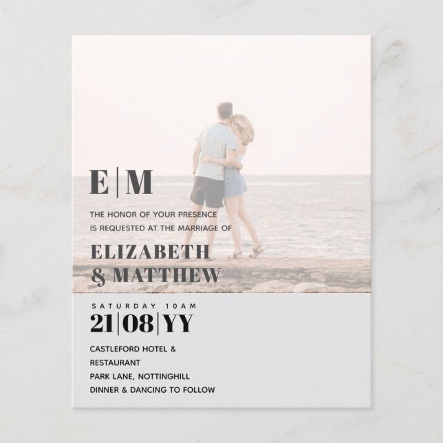 Classic BOLD FOTO OVERLAY Wedding Invite BUDGET Flyer (Vorne)