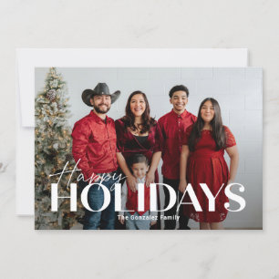 Classic Bold Happy Holidays Carte photo