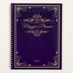 Classic Book Cover Lila Damask Gold Ornament Planer