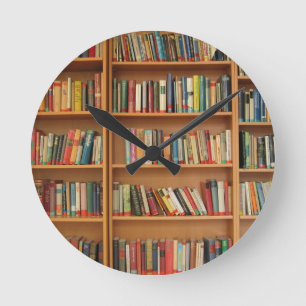 Classic book shelf pattern, bookcase,books,old runde wanduhr