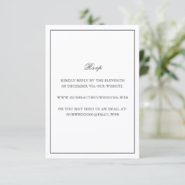 Classic Border Black and White Timeless Wedding RSVP Karte