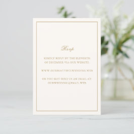Classic Border Ivory and Gold Timeless Wedding RSVP Karte