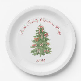 Classic Bow Tree Family Christmas Party Holiday Pappteller