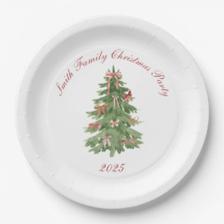 Classic Bow Tree Family Christmas Party Holiday Pappteller